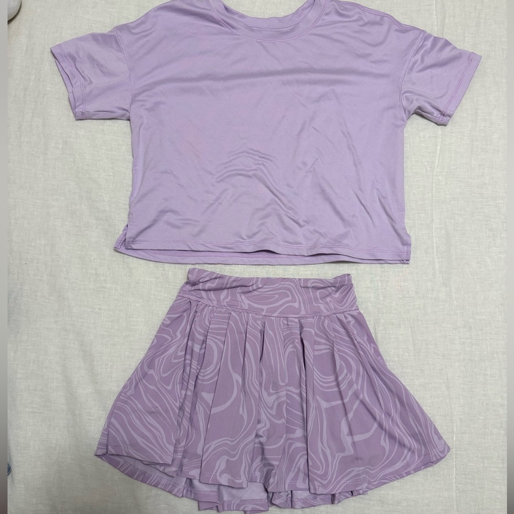 Lavender Cropped Tee + Matching Marbled Skort Girls Active Set